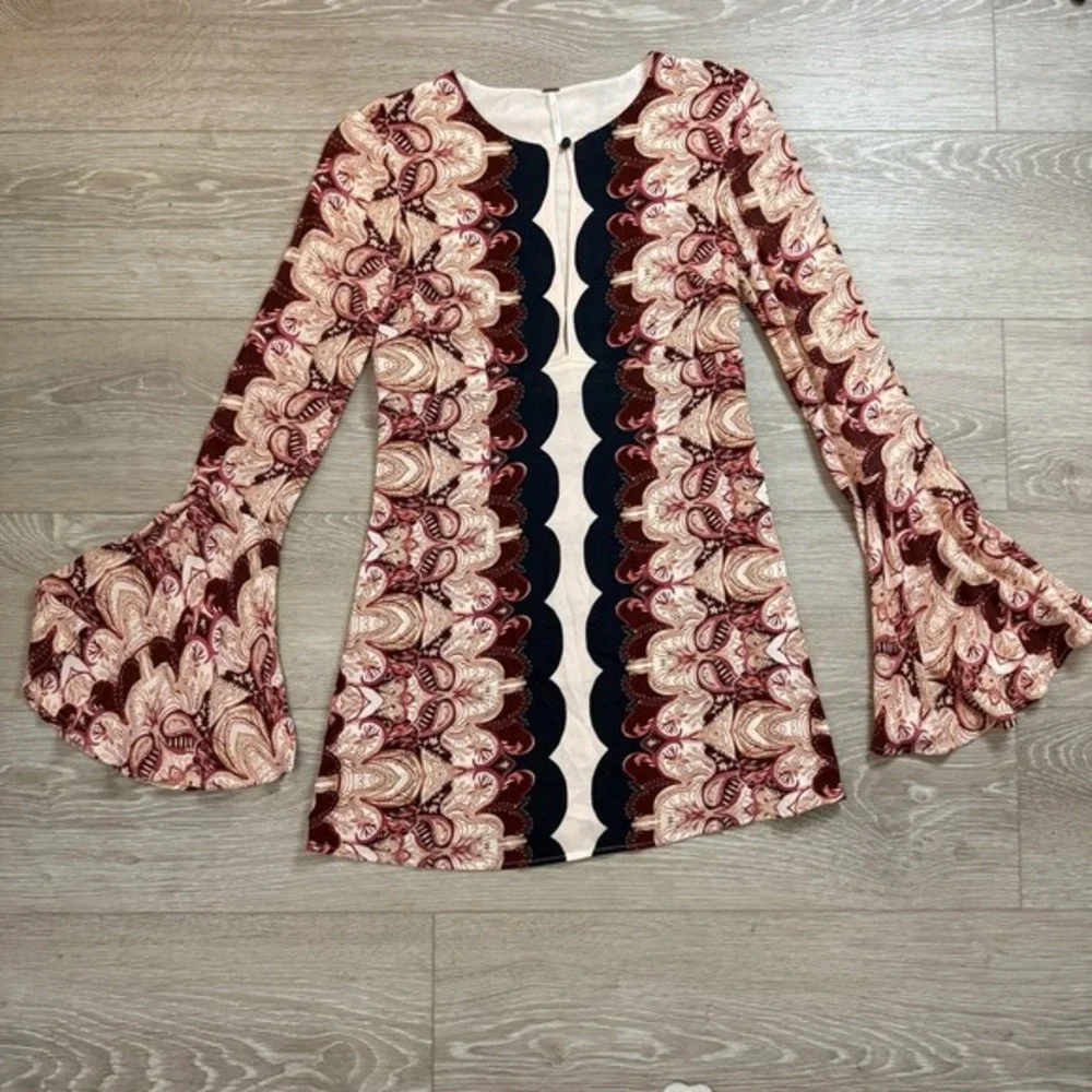 Free People Red and Black Patterned Mini Dress - Picture 1 of 10